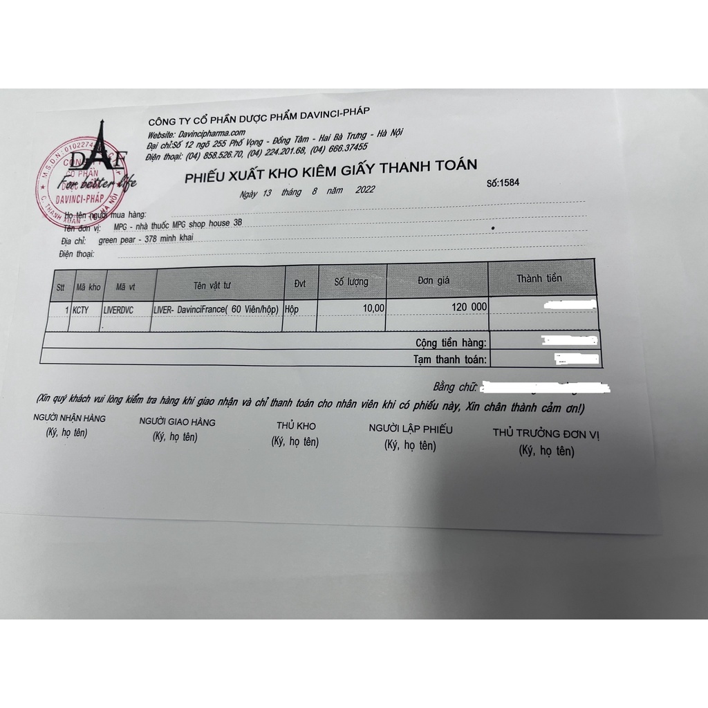 [60 viên] Liver – DavinFrance Viên uống bổ gan, giải độc gan