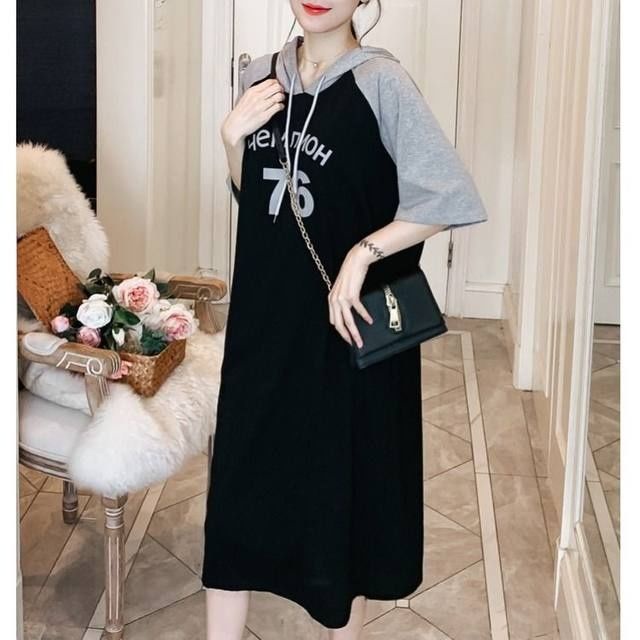 Áo Thun Dáng Rộng Có Mũ Trùm Phong Cách Phương Tây Thời Trang Mùa Hè Cỡ Lớn Cho Nữ