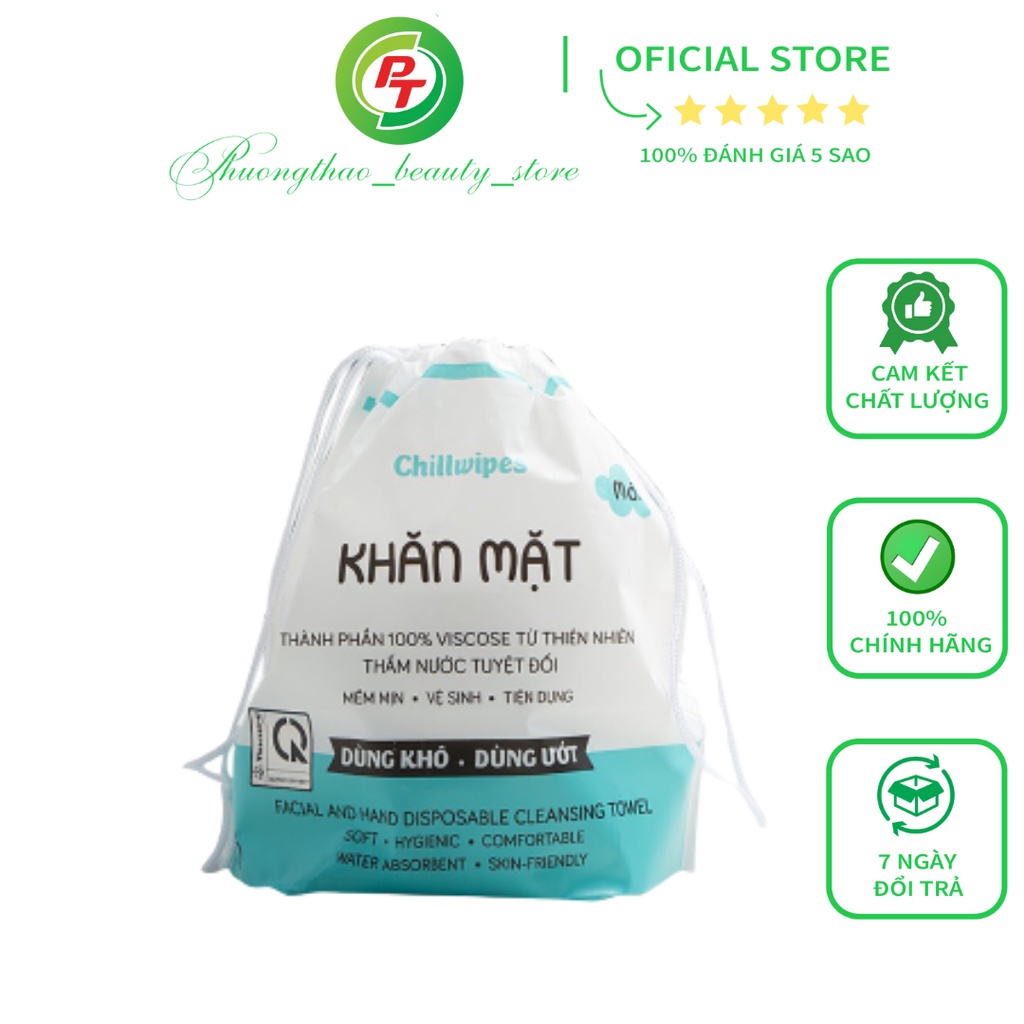 Khăn Mặt Khô Dùng Một Lần Chillwipes Dùng 1 Lần Lau Khô, Lau Ướt, Mềm - Giấy Lau Mặt