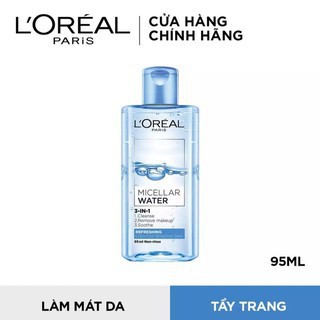 Nước tẩy trang Loreal paris 3 in 1 micellar water 95ml Deep Cleansing màu xanh đậm cho da dầu mụn