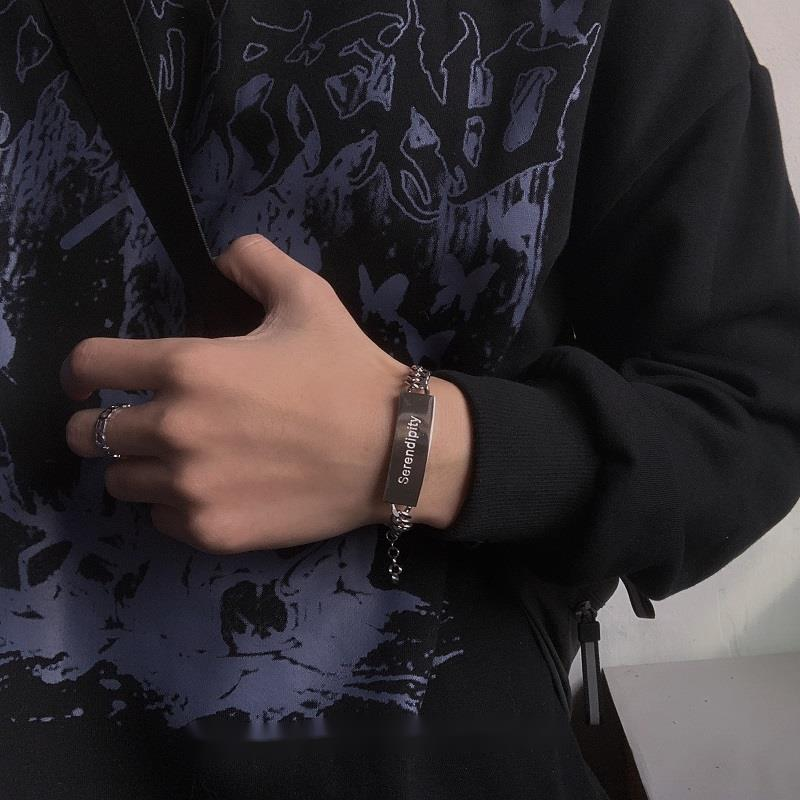 Vòng Tay Thép Titan Mặt Hình Chữ Cái 19117 Thời Trang Hàn Quốc Dễ Phối Đồ