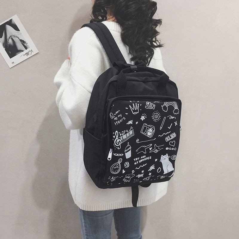 🌈Tặng một món quà nhỏ🎁Ba lô cao cấp Harajuku in hình graffiti Nhật Bản ba lô nữ học sinh