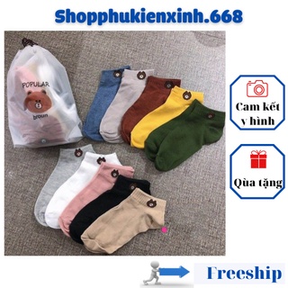 Set 10 đôi tất vớ gấu cổ ngắn kèm túi gấu siêu xinh