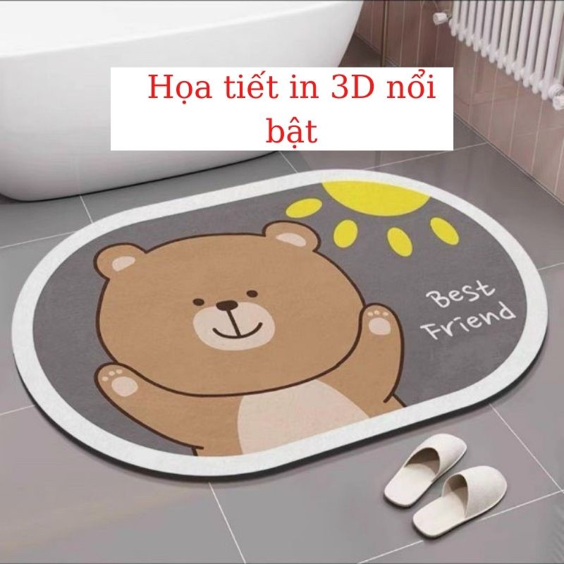 Thảm chùi chân 3D chống trượt thảm lau chân hình thú thấm nước cute mẫu mới