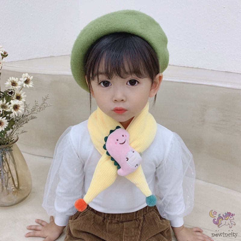 Khăn Choàng Cổ Vải Nhung Họa Tiết Hoạt Hình Phong Cách Hàn Quốc Cho Bé