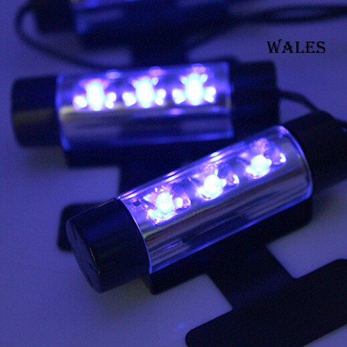 Bộ 4 Dây Đèn Led 3 Bóng 12v Màu Xanh Trang Trí Xe Hơi