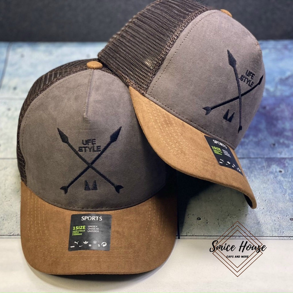 Mũ nón lưỡi trai da lộn phối lưới độc lạ unisex hàng cao cấp