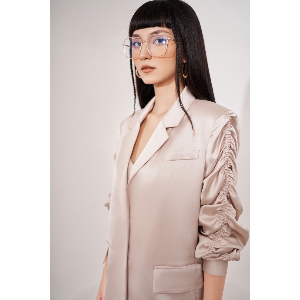 Áo blazer nữ lụa tay dài bo chun LADY ME by Eva de Eva 21ABLO001B