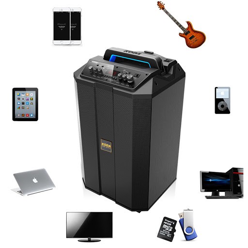 Loa kéo di động KODA KD-1201. Loa bluetooth kèm 2 míc không dây hát karaoke, nghe nhạc
