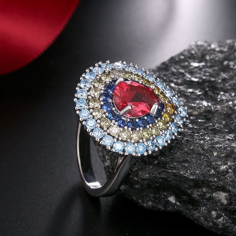 Nhẫn ĐíNh Đá Zircon NhiềU MàU SắC ThờI Trang (Size 6-10)