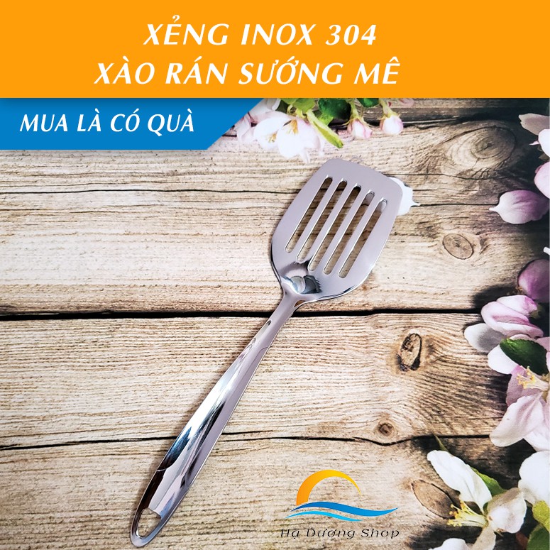 [FLASH SALE 3 NGÀY] Xẻng chiên xào rán HADU inox 304 sáng bóng chống ố vàng chống cong vênh an toàn cao cấp