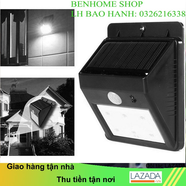 Bộ đèn LED gắn tường sử dụng năng lượng mặt trời cảm ứng hồng ngoại Sunha chống thấm nước, SUNHA