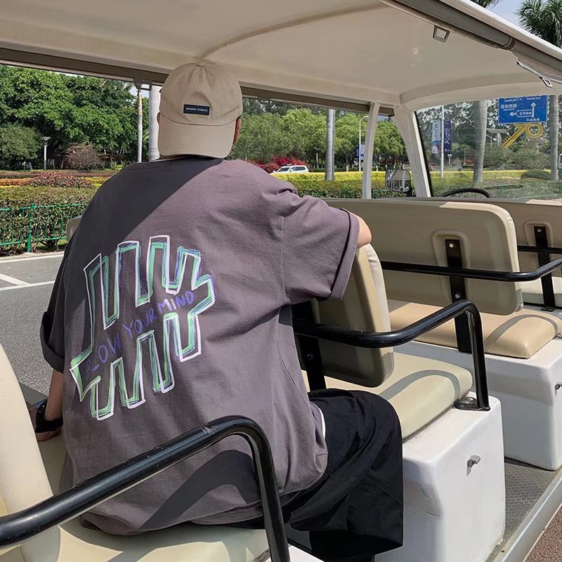 Áo thun tay ngắn dáng rộng 5 tấc phong cách Hàn Quốc thời trang mùa hè cho nam 3 màu lựa chọn