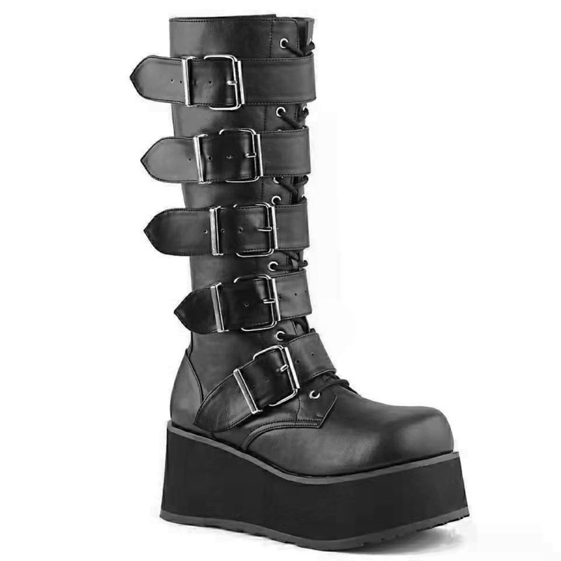 (HÀNG ORDER) BỐT ĐÙI A4 5 QUAI NGANG PHONG CÁCH GOTHIC ĐẾ CAO 8CM