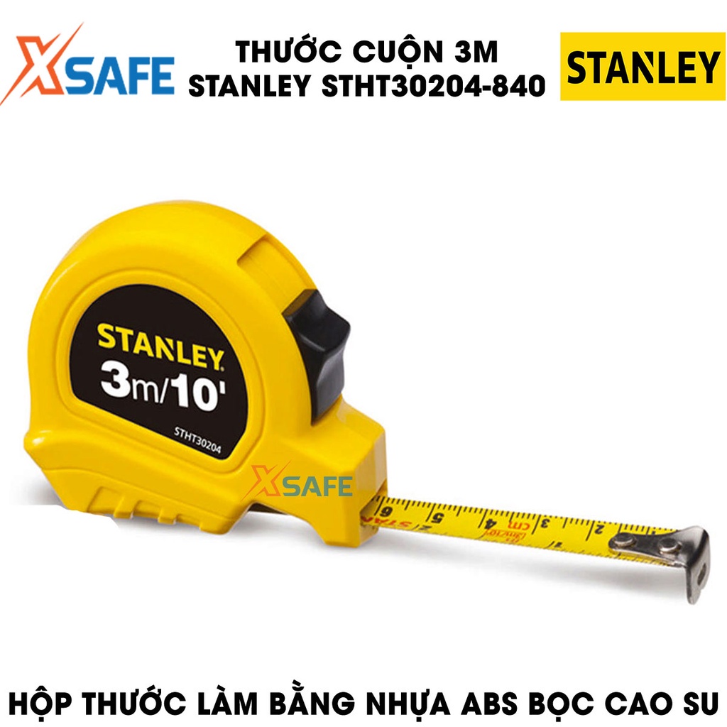 Thước cuộn STANLEY STHT30204-840 thép dẻo dài 3m Thước cuộn cầm tay vỏ nhựa ABS bọc cao su bền bỉ, cao cấp - Chính hãng