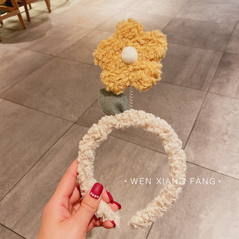 Băng Đô Rửa Mặt Bằng Lông Cừu Đính Hoa Dễ Thương Sáng Tạo Cho Nữ