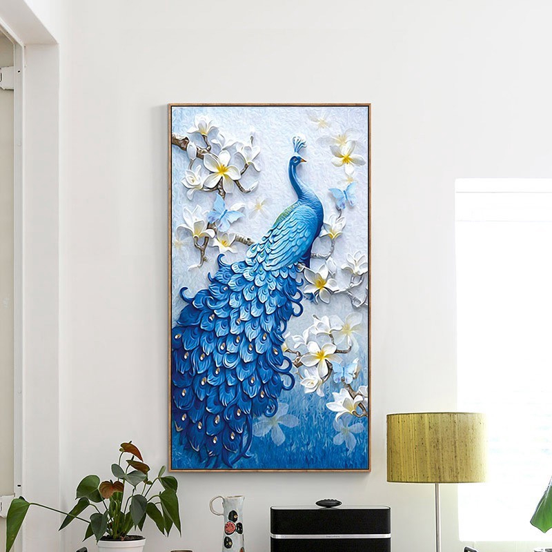 Tranh Đính Đá Kim Cương 5D Họa Tiết Con Công