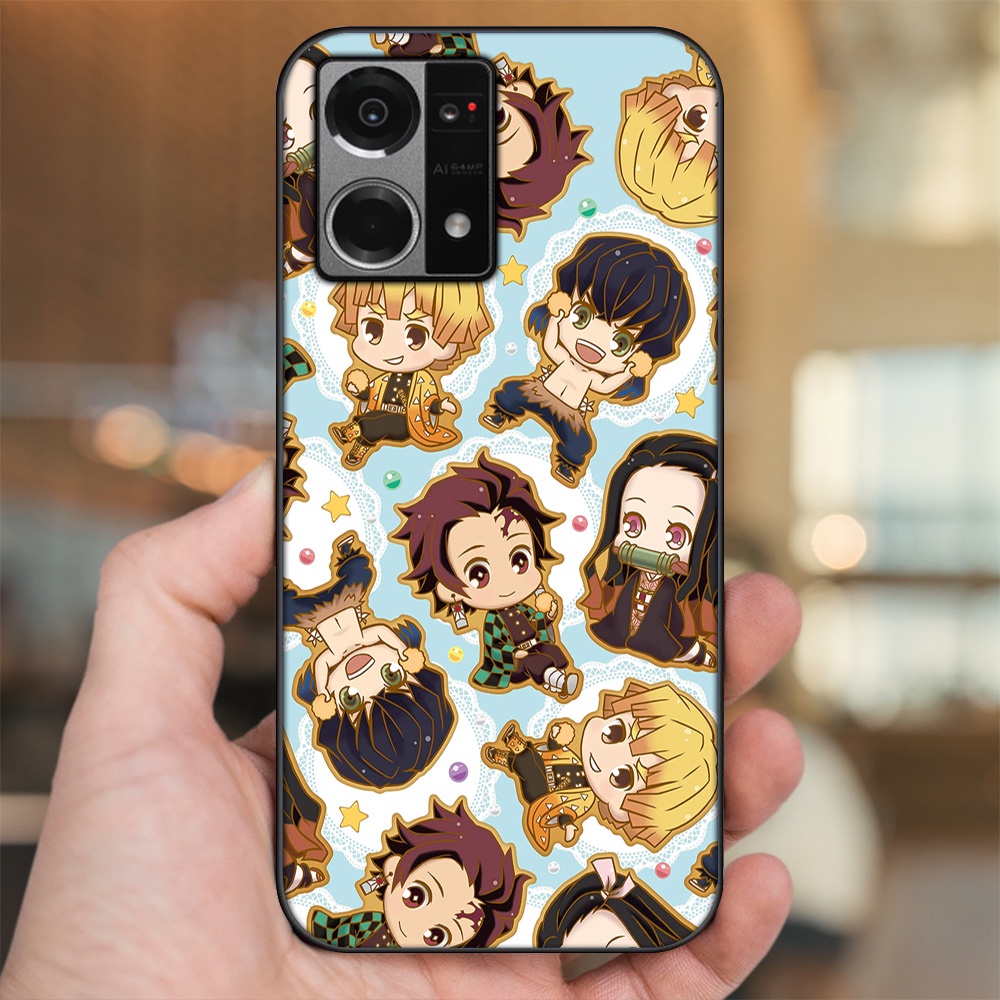 Ốp lưng Oppo Reno 7 4G viền đen in hình Zenitsu Kimetsu no Yaiba