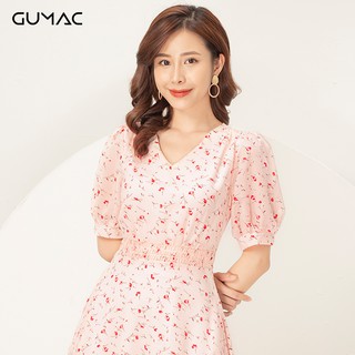 Đầm eo nhún rút cổ V GUMAC DA931