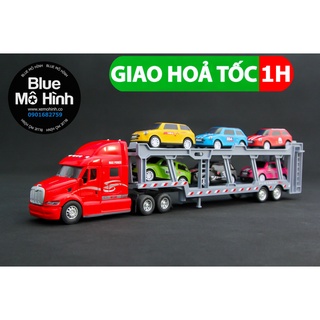 Bộ mô hình xe container vận chuyển 6 ô tô con bằng kim loại