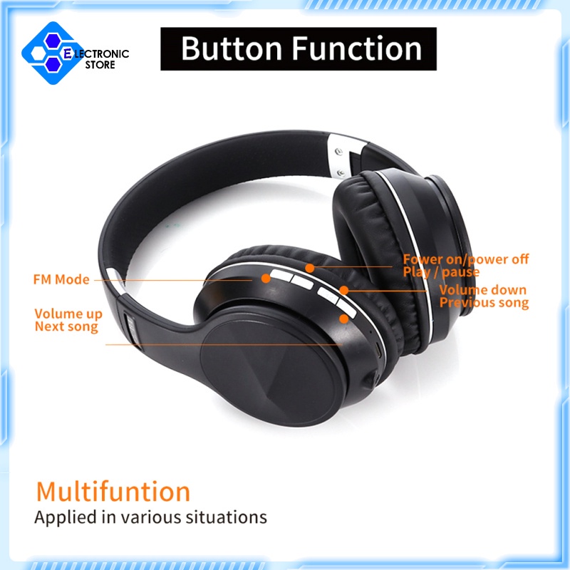 Tai Nghe Chụp Tai Bluetooth Không Dây Âm Thanh Stereo Có Mic Fm Radio