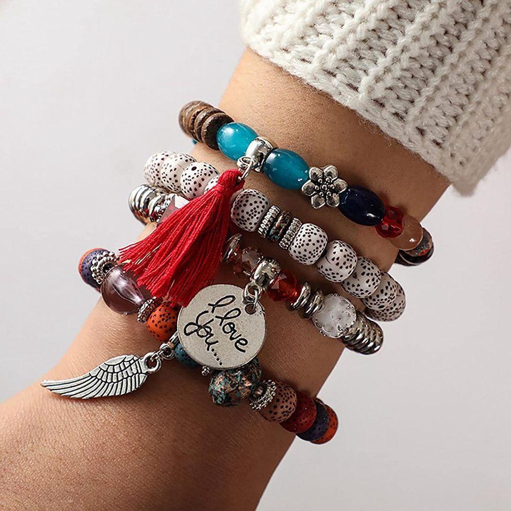 Vòng Tay Chuỗi Hạt Phong Cách Bohemian Thiết Kế Mới 1 Cái Cho Nữ
