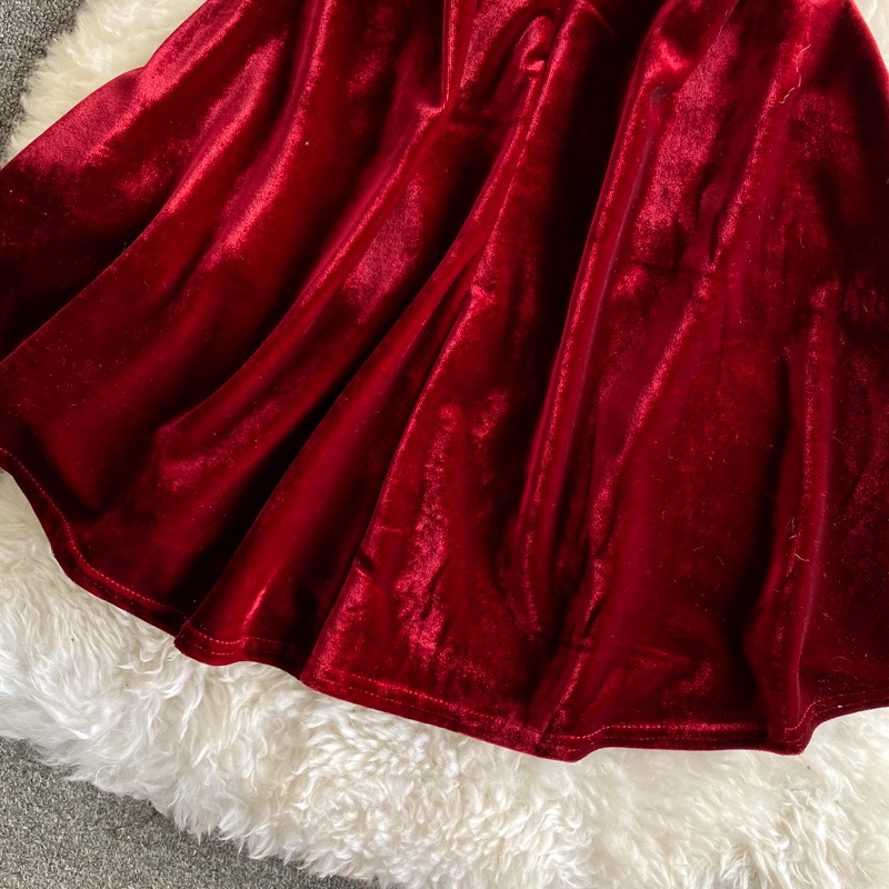 🌸Hàng Order🌸 Váy Đầm Nhung 2 Dây Quai Ngọc Dáng Xòe Tiệc Cưới Sexy Nữ Tính🌸Hàng Quảng Châu