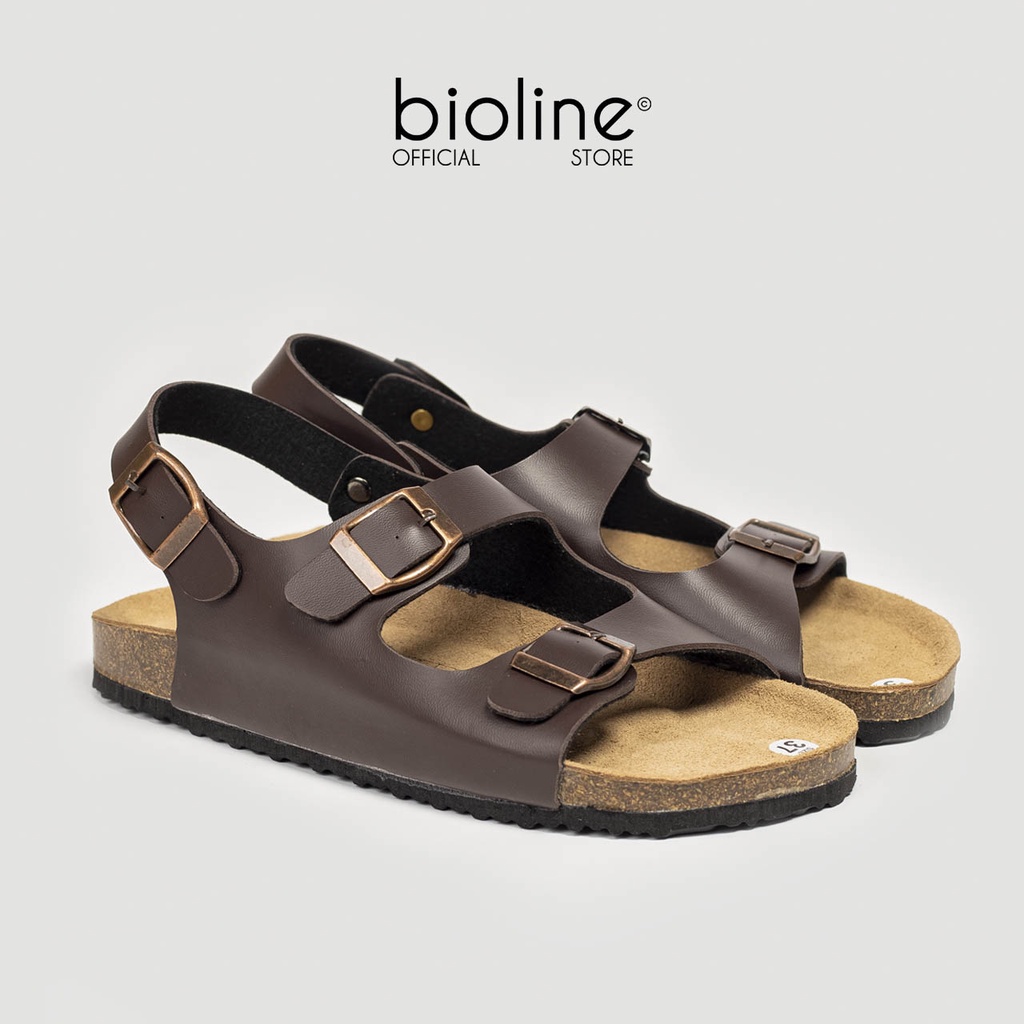 PU02- Dép sandal đế trấu BIRKEN Unisex quai hậu ngang da PU, đế trấu Bioline - Xuất khẩu châu Âu