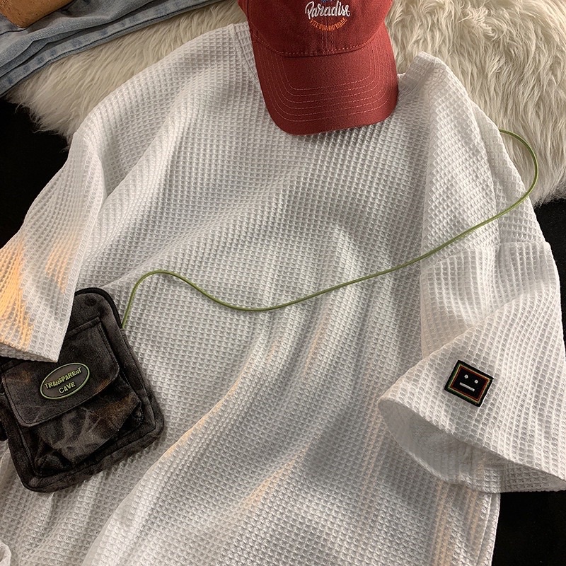 Áo Thun Tổ Ong Logo Mặt Cười L.Y Store Unisex 🌸Phông form rộng tay lỡ vintage 3158 đường phố hàn quốc Ulzzang🌸