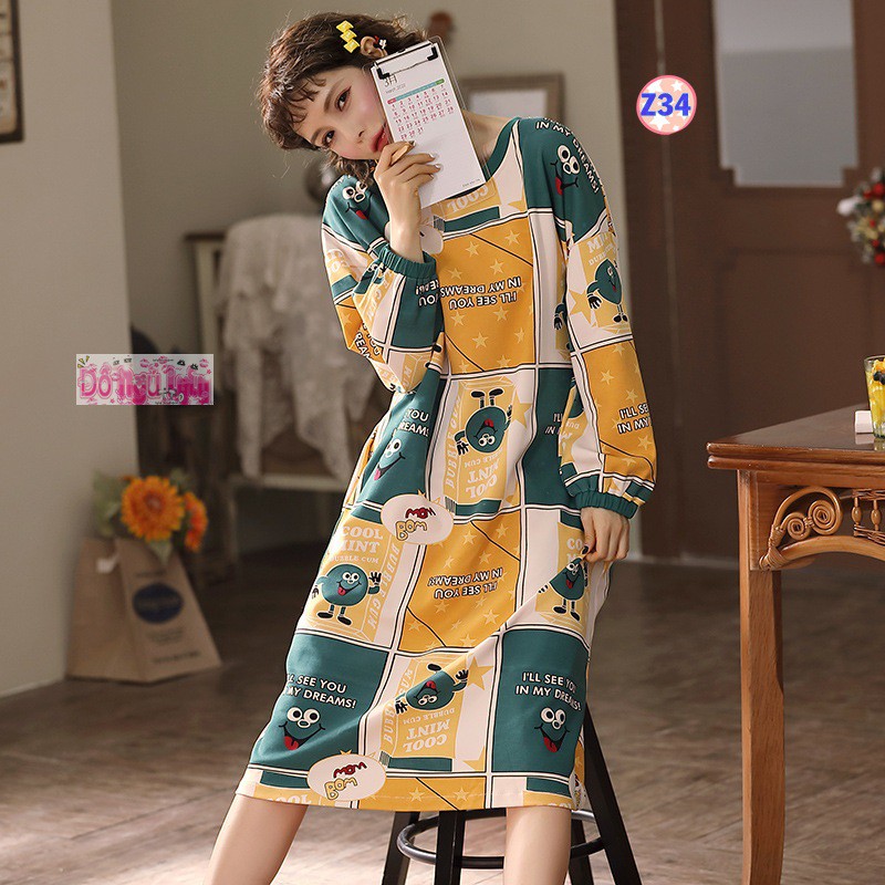 Váy ngủ Dài tay Thun cotton Z34