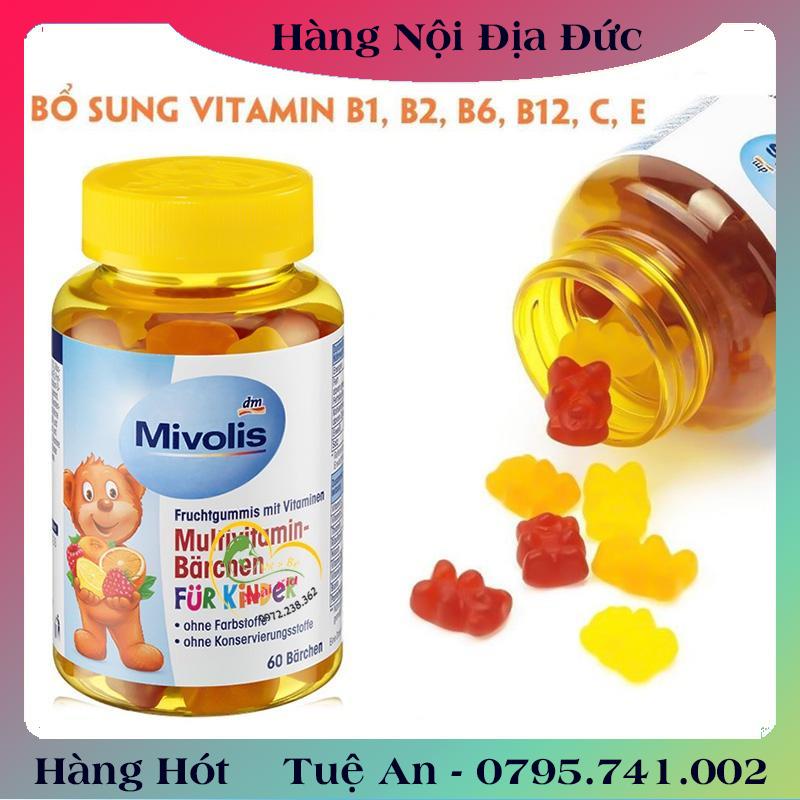 Kẹo Gấu Bổ Sung Vitamin Tổng Hợp Cho Trẻ Mivolis, Vị Trái Cây, 60 Viên - Nội Địa Đức Đủ Bill .