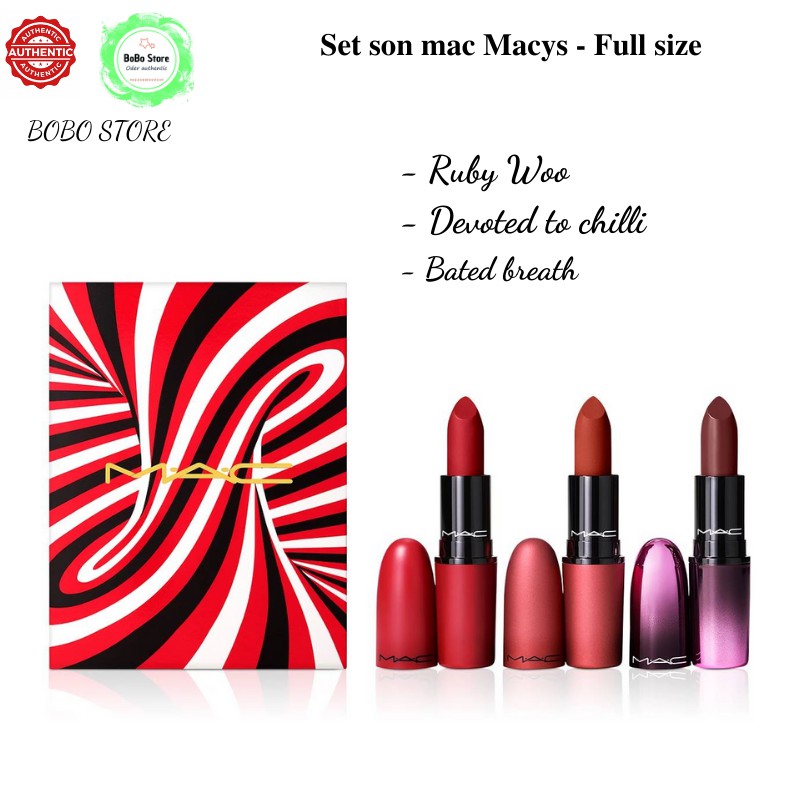 Set Son Mac Fullsize Macys mau Ruby woo, Devoted to chilli, bated breath