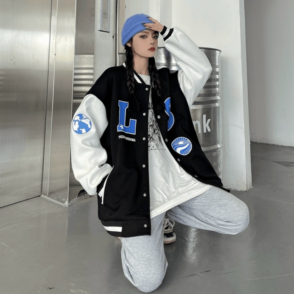 Áo Khoác Nữ Bomber LS Phong Cách Bóng Chày Chất Nỉ Thoáng Mát Form Rộng Che Nắng Thoải Mái Vận Động NEW UNISEX