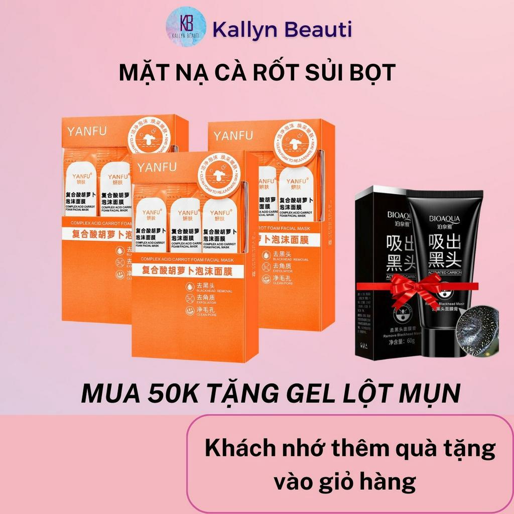 Mặt Nạ Cà Rốt Sủi Bọt Thải Độc Giảm Mụn Đầu Đen Kiềm Dầu Sạch Da Yanfu Kallyn Beauti