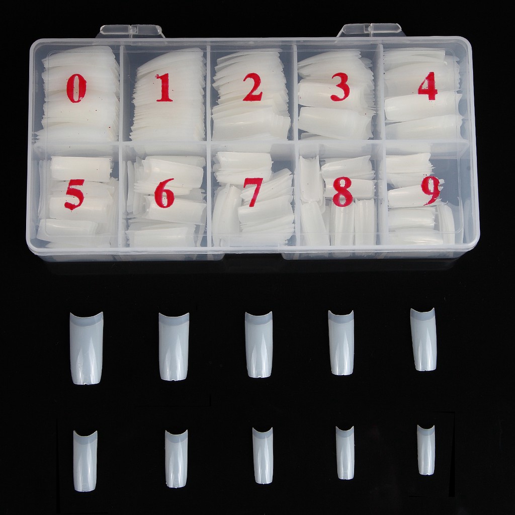 MONJA Set 500 Móng Tay Giả Màu Trắng Tiện Dụng