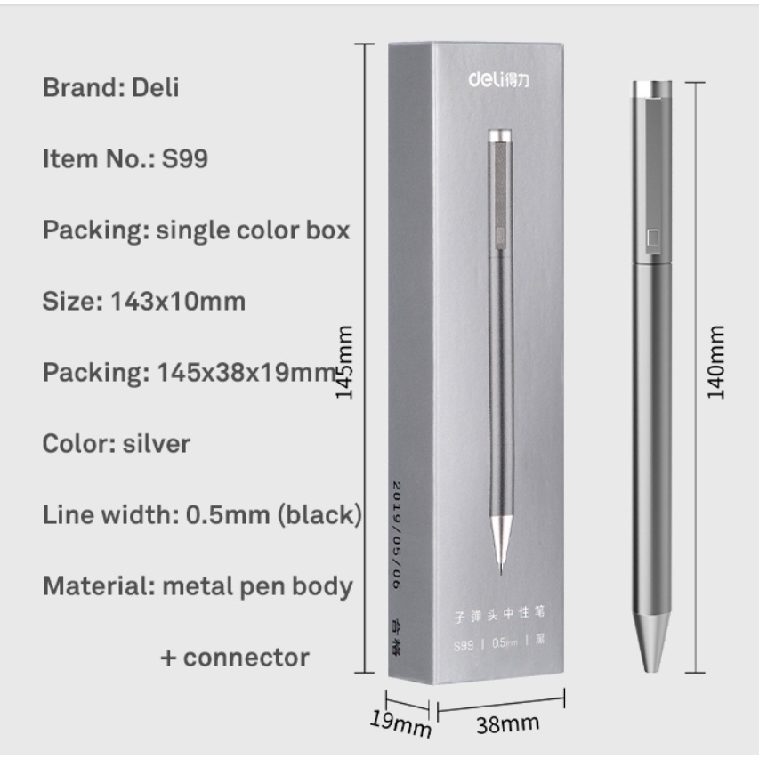 Bút bi Deli mực đen ngòi 0.5mm tiện dụng
