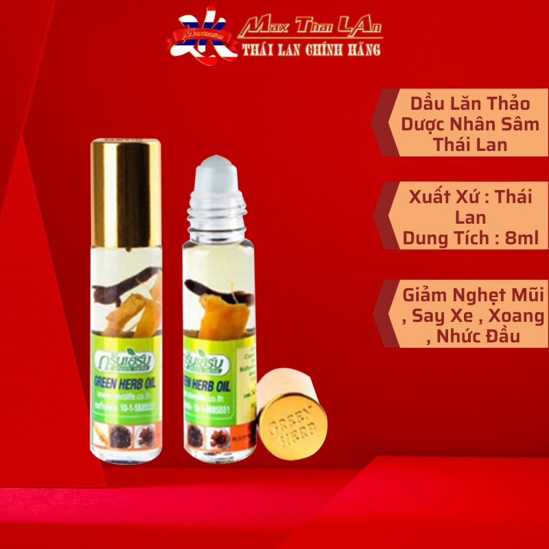 Dầu Nhân Sâm Thái Lan Ginseng Green Herb Oil 8ml