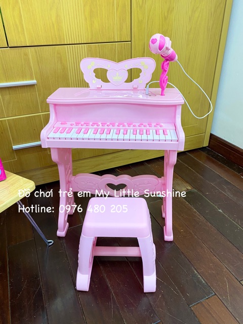 Bản Tiếng Anh-Đàn piano có micro cho bé (mẫu vuông)