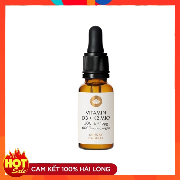 [HÀNG CHÍNH HÃNG - DATE MỚi] Vitamin D3 K2 Mk7 200 IE Sunday Natural (20ml) Đức