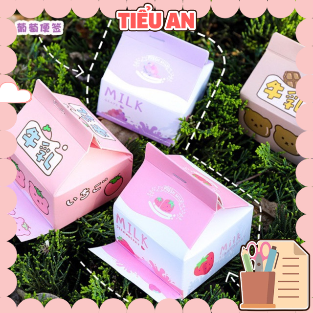 Giấy Note Hộp sữa (Hoạ tiết Thú) - 230 tờ - Ghi chú nhanh