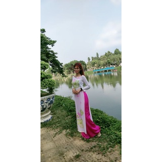 Bộ áo dài hoa sen size sm eo66-74