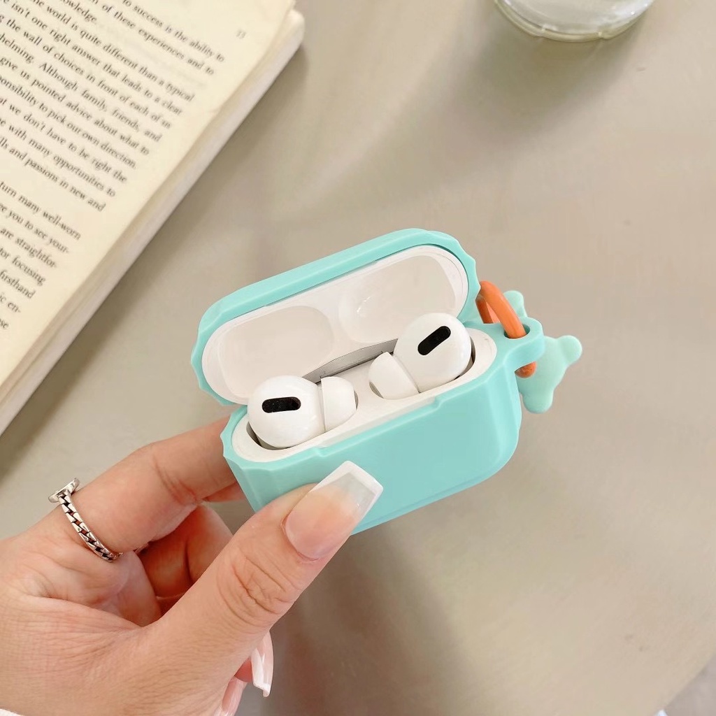 Vỏ Bảo Vệ Hộp Sạc Tai Nghe Bluetooth airpods 1 / 2 3 pro 2 Bằng Silicon Mềm Hình Gấu Dễ Thương Kèm Móc Tre