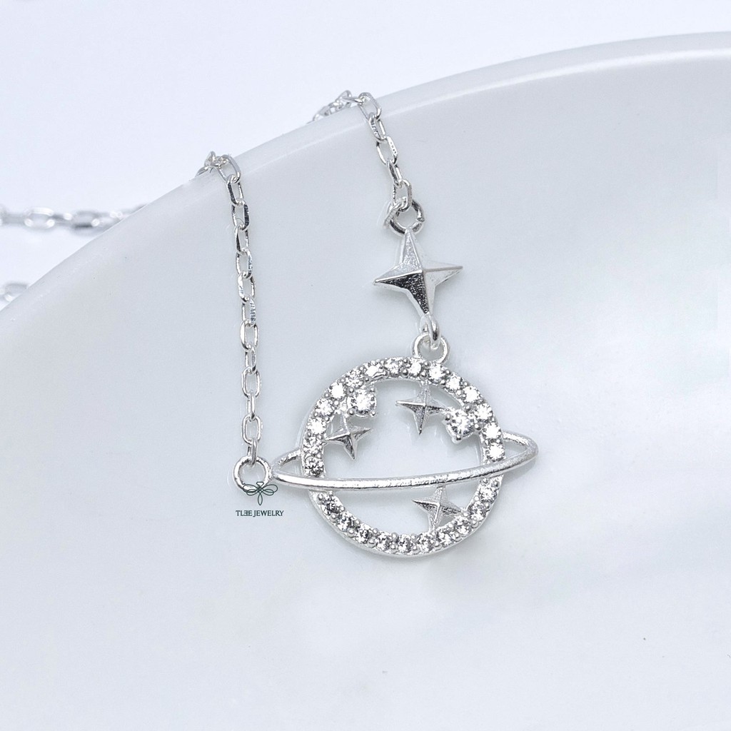 Dây chuyền bạc nữ TLEE mặt trái đất đính đá nữ tính TleeJewelry D0179