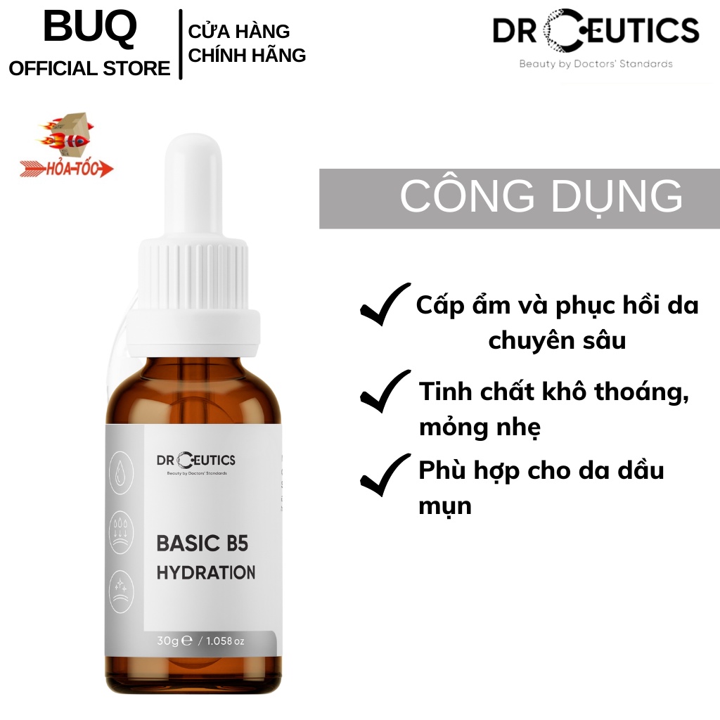 Tinh Chất B5 Basic Hydration 5% DrCeutics Cho Da Dầu Mụn (30g)