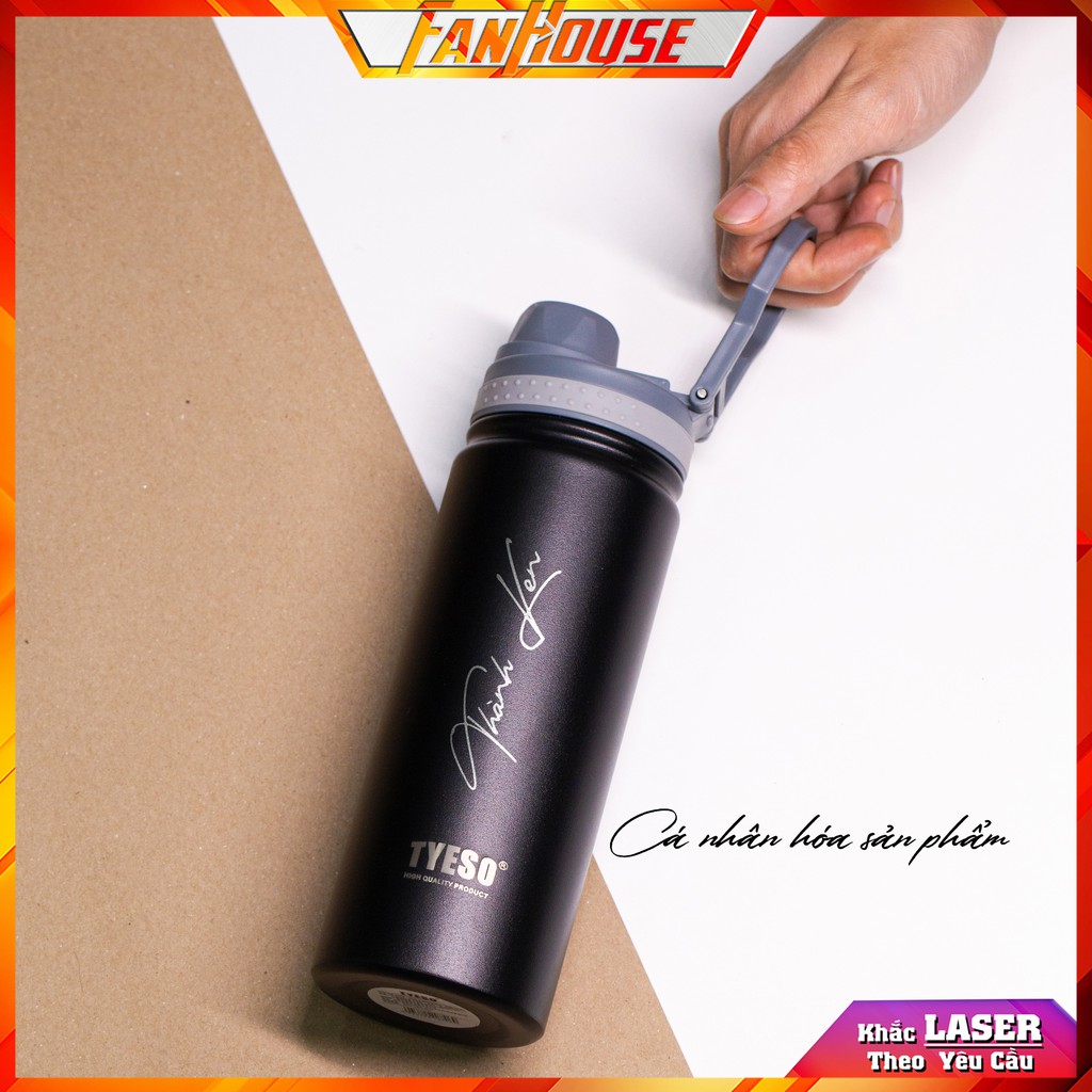 Bình nước Tyeso Easy chính hãng giữ nhiệt 24h ly đựng nước dung tích 530ml Inox 304 Fan House khắc tên theo yêu cầu