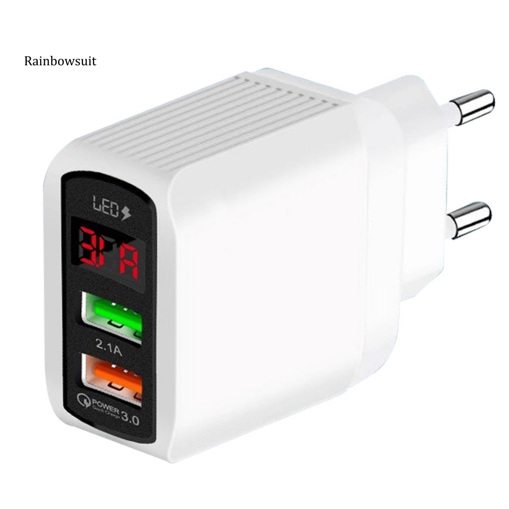 Tẩu Sạc Nhanh QC 3.0 Hai Cổng USB Phích Cắm EU / US Cho Điện Thoại