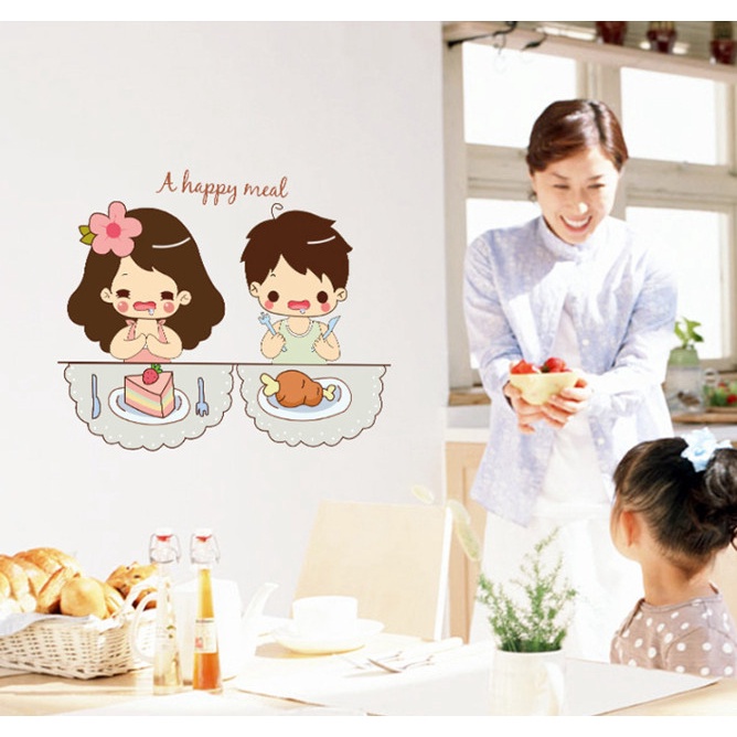Decal trang trí tường - Bé trai bé gái Happy Meal