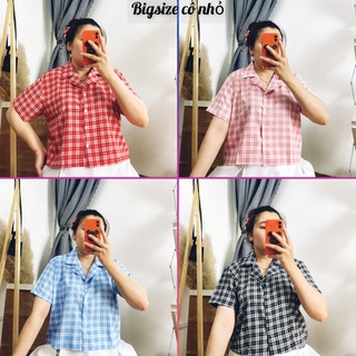 Áo sơ mi caro bigsize nữ dáng croptop từ 58-95kg bigsize cô nhỏ SÀNH ĐIỆU CA RO NHIỀU MÀU CHO NÀNG MẬP  AK1