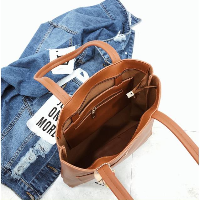 Túi tote da trơn đeo vai vừa A4 - P003