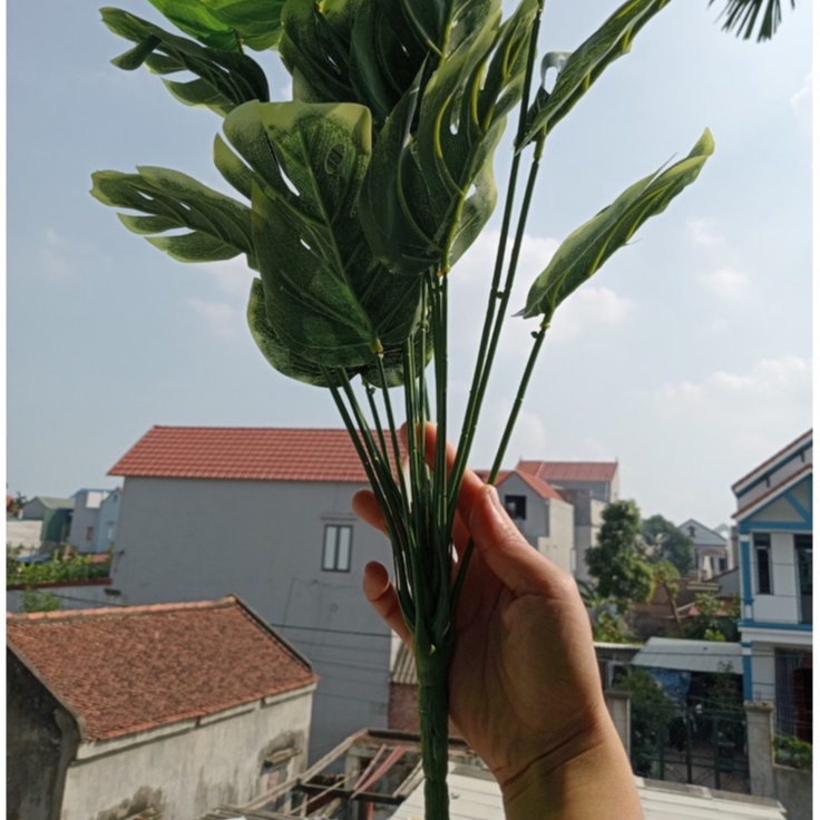 Cây trầu bà giả, cành lá rùa bằng lụa trang trí nhà cửa, văn phòng